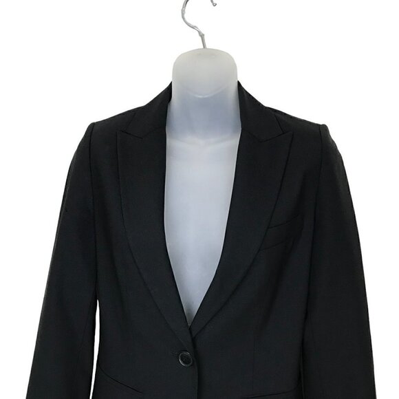 Judith & Charles Black One Button 96% Wool Blazer Size 2 - Picture 3 of 9